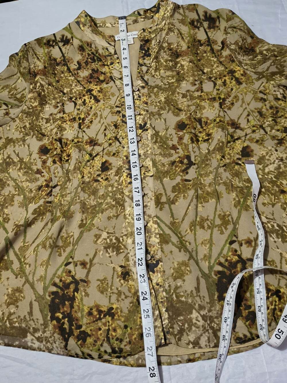 Coldwater Creek Sheer Long Sleeve Button Down Brown Floral Fall Vibes XL (18) - Picture 10 of 12